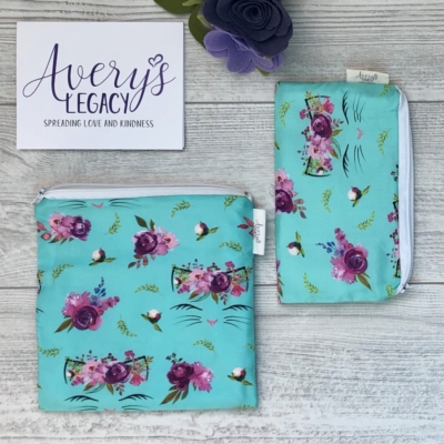 Floral Cat Reusable snack bag